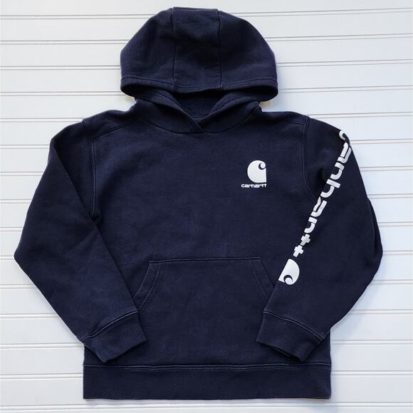 Carhartt Youth Long Sleeve Navy Graphic Hoodie - Picture 1 of 3